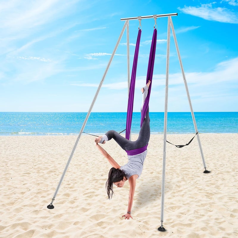 Houseables Aerial Silks, Yoga Swing, Aerial Yoga Hammock, Ariel Silk, Gymnastics Swing, Acrobatics Equipment, For Home, Indoor, Outdoor, Arial Setup, Rig, Sling, Portable - Image 5